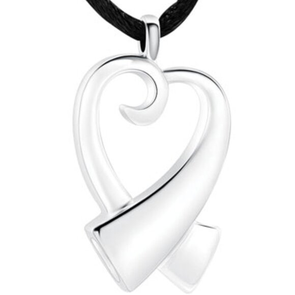 Crescent Premium Ribbon Heart Pendant - Picture 1 of 5
